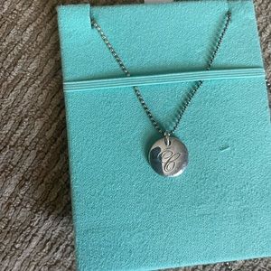 Tiffany Letter C Alphabet Initial Disc Notes
Pendant Bead Chain Necklace